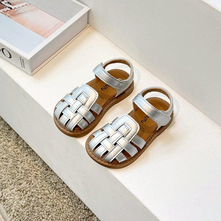 

Girls shoes children s princess bag head sandals 2025 new summer female treasure girl Roman big children soft sole 34 серебряный