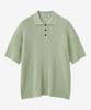 BLOND9 Cotton Rib Collar Short Sleeve Knit_Greenery
