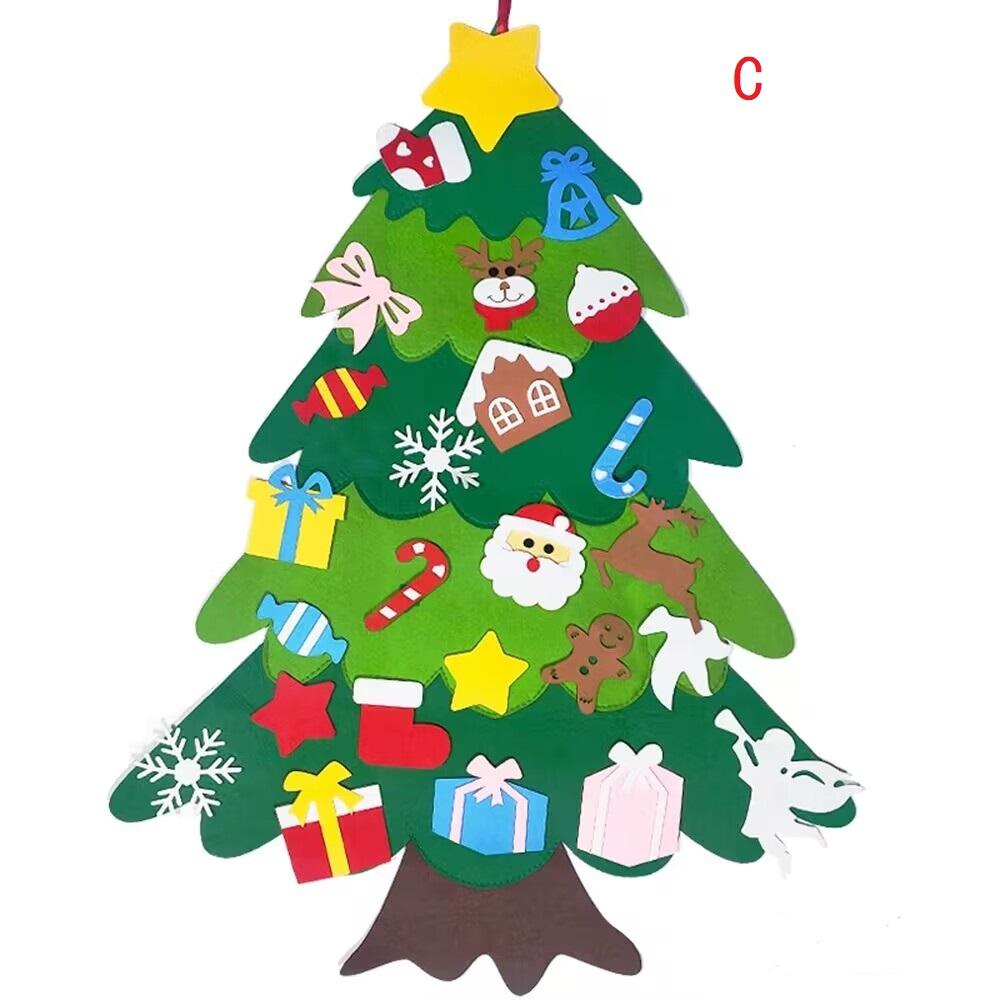 DIY Felt Christmas Tree Christmas Decoration for Home Navidad 2025 New Year Christmas Ornaments Santa Claus Xmas Kids Gifts