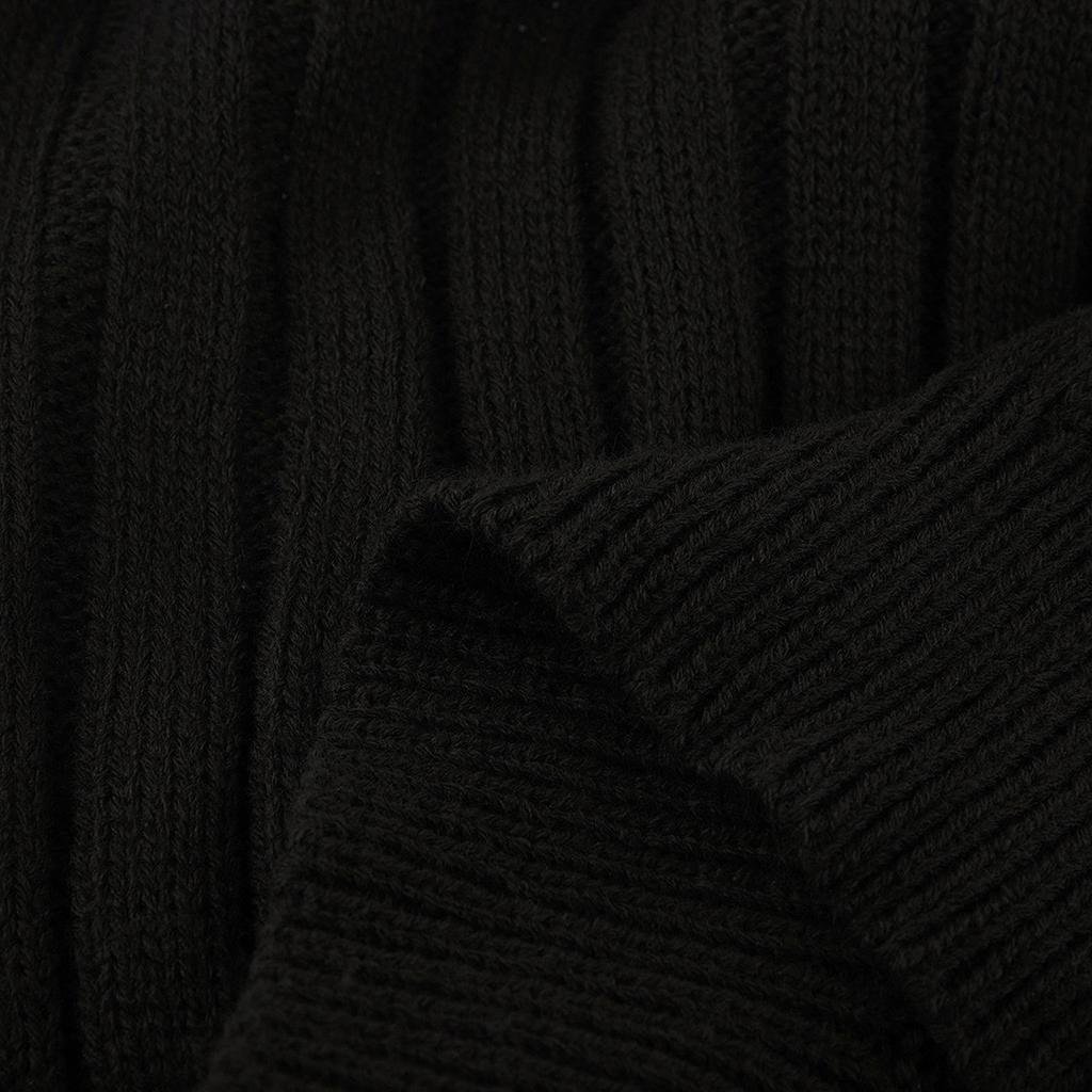 Women's  And Winter Loose Two-color Contrast Stitching Long-sleeved Stand Collar One Side Strapless Knit Sweater Top