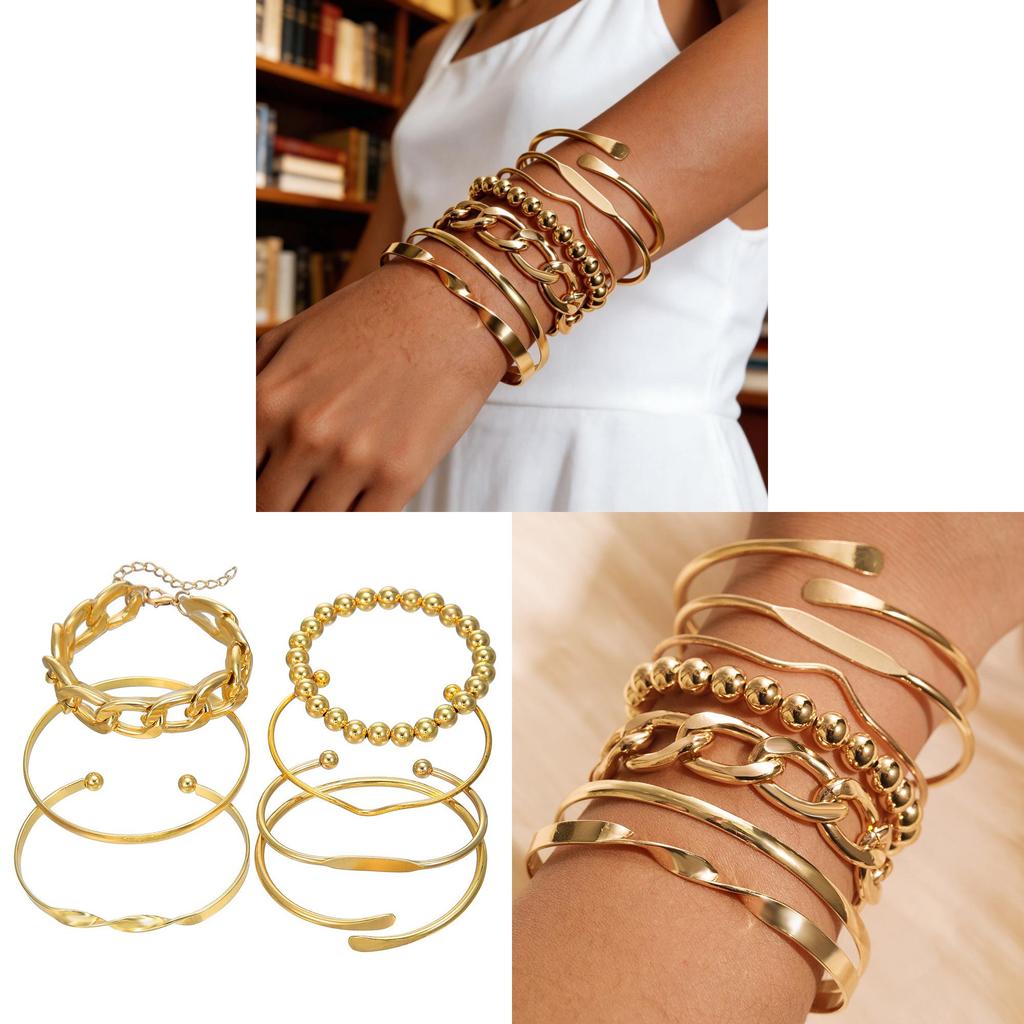 Geometric Alloy Chain Bracelets Set For Women With Electroplated Finish Perfect For Travel Gift