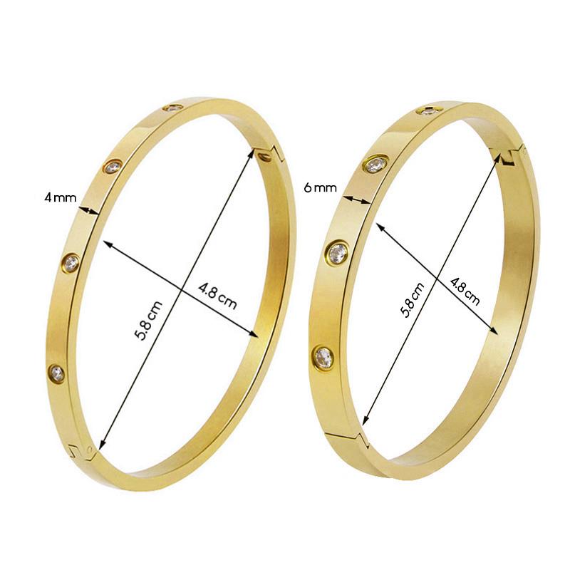 Stainless Steel Bracelets On Hand 6mm 4mm Bangles For Women Jewelry Lady Girl Women's Fashion Rhinestone Titanium Designer Gifts