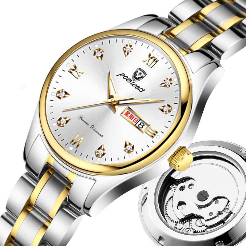 Relógio Automático Skeleton Importado Suíço - Feminino & Masculino Luminoso à Prova d'Água