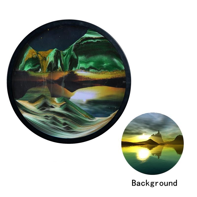 24inch Wall Hanging Moving Sand Painting Art Picture Round Glass Deep Sea Sandscape In Motion Flowing Sand Frame Sand Painting