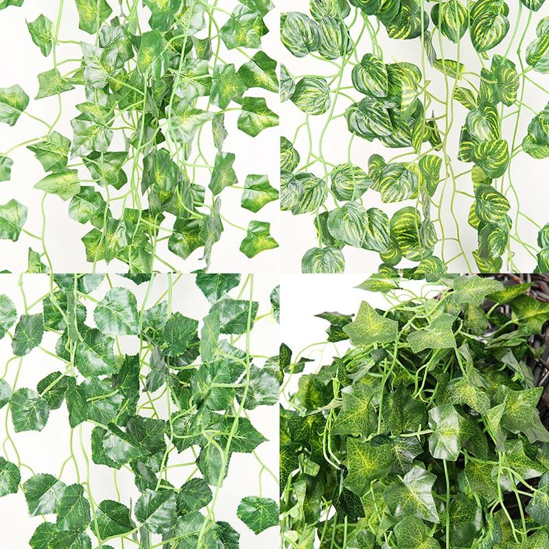 1PC Artificial Plant Outdoor Simulation Plant Wall Hanging Ivy Leaf Home Garden Decoration Silk Leaf Green Plant