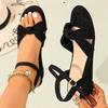 2026 Elegant Black Wedge Sandals for Women with Rhinestone Strap