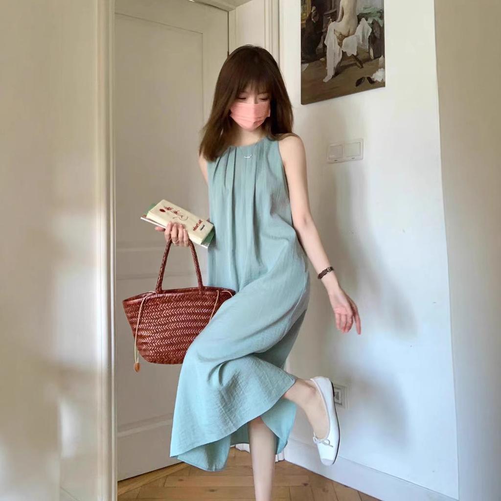 Suspender neck dress children summer Sanya seaside wear holiday beach skirt sense sleeveless vest skirt