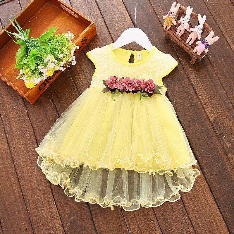 C121 Summer Girls' Floral Waist Princess Dress
