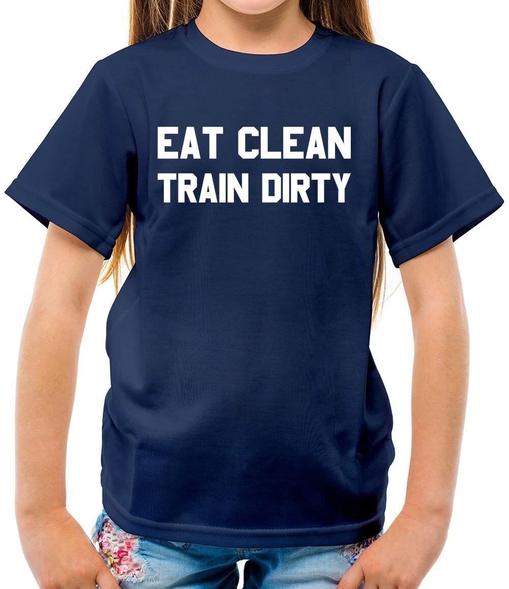 Eat Clean Train Dirty - Kids T-Shirt - Gym Love Workout Exercise Lift Weights 130