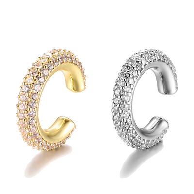 Orecchini a Clip per Cartilagine a Forma di C Rotondi Ipc per Donna Finti Senza Foratura Zirconia Aaaa Gioielli Geometrici Colore Oro