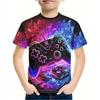 Game Console Themed Colorful Printed Fashionable Cool Boy T-shirt Creative Colorful Soft Comfortable Children's Short Sleeved T-shirt