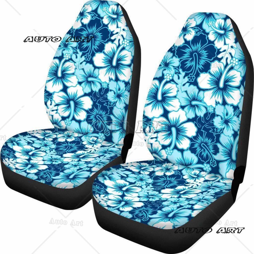 Set di Coprisedili per Auto con Fantasia Floreale Hawaiana di Ibisco Bianco Universali per la Maggior Parte dei Modelli di Auto e SUV