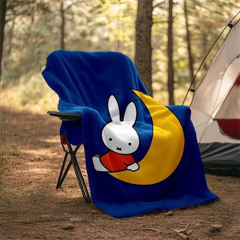 1pc Miffy4 Theme Blanket - Digital Print, Polyester, Cozy for All Seasons, Perfect for Outdoor, Camping, and Travel