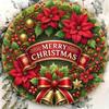 Jinxin Round Metal Christmas Tin Sign 8x8 Inch Poinsettia Wall Decor for Home Kitchen Retro Holiday Art
