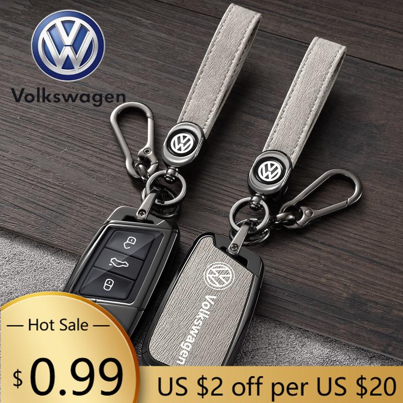 For VW Volkswagen Jetta MK5 Golf Alloy Leather Car Smart Remote Key Case Fob Cover Protector Shell For Volkswagen VW Magotan Pas