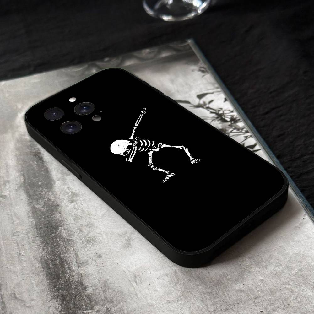 Skeleton Skull Phone Case Black Silicone Soft Shell For IPhone 17 16 15 14 13 12 11 Air Pro Max Plus Hot Sale