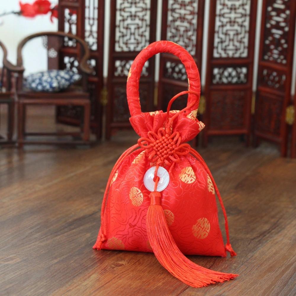 Dragon Chinese Knot Tassel Handbag Chinese Style New Year Bucket Bag Festive Sugar Bag  Outdoor
