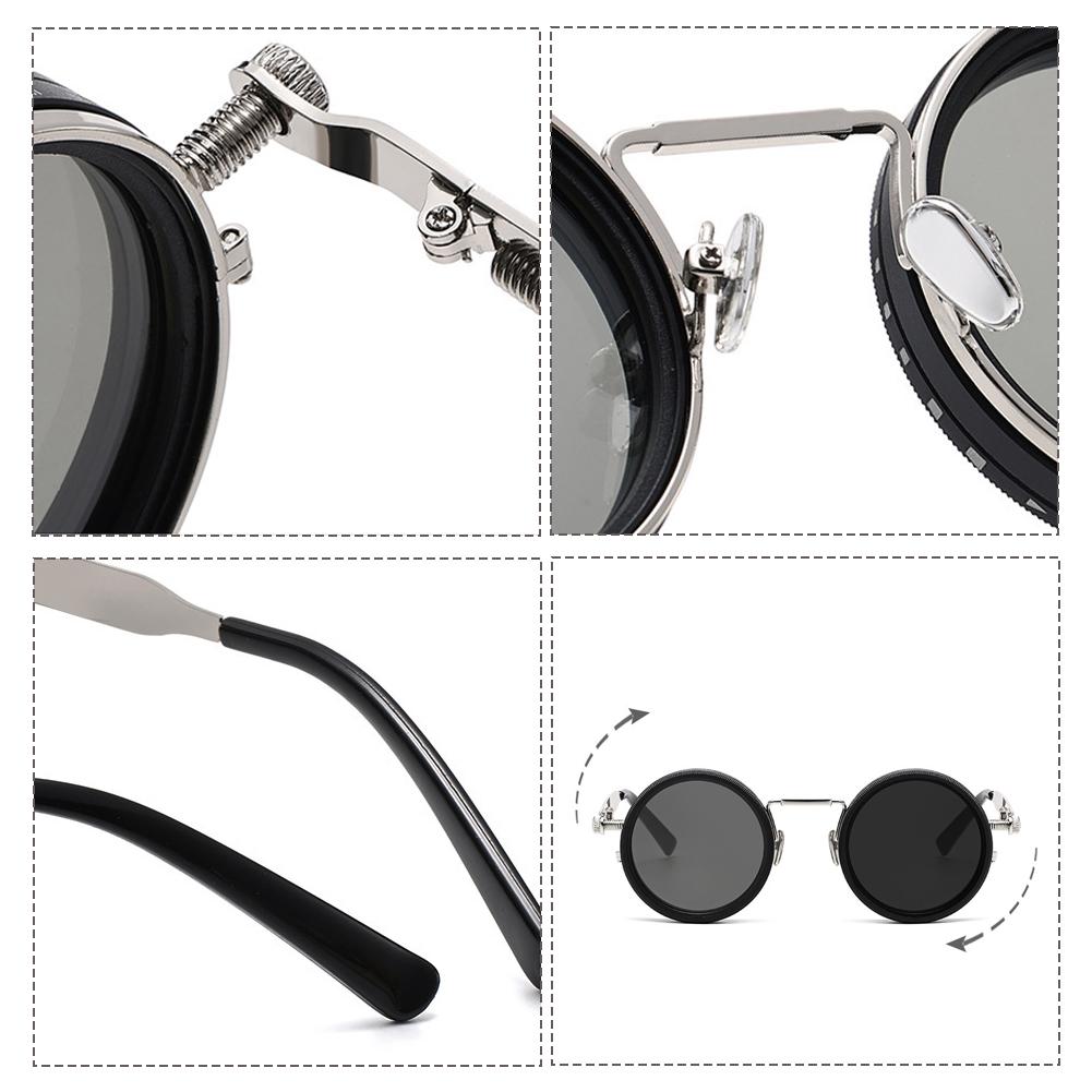 1Pcs Round Sunglasses Adjustable Retro Polarized Dimming Sun Glasses For Outdoor Travel Punk Eyeglasses Shades UV400