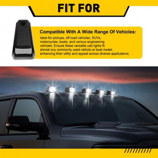 5X Cab Top Roof Marker Light For Peterbilt Kenworth Freightliner LED White/Amber