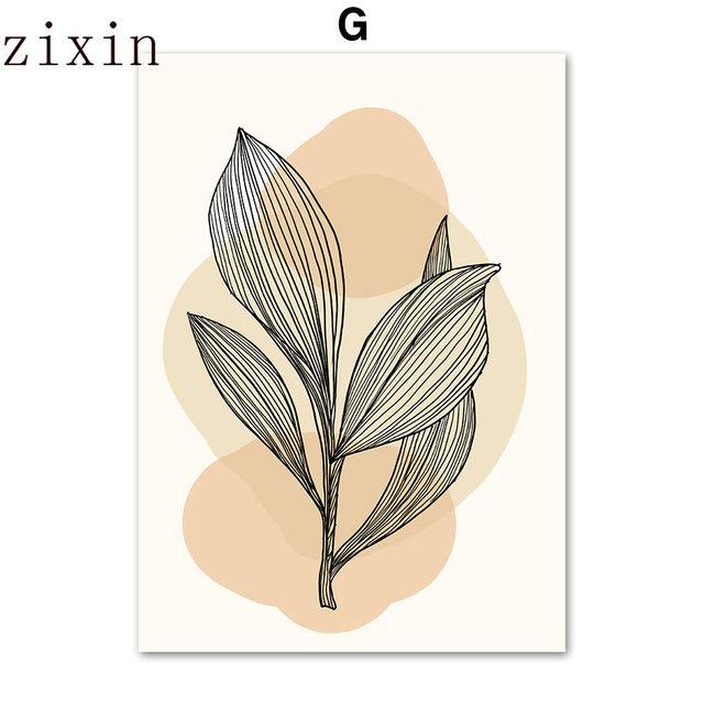 Abstract Lines Face Girl Flower Sun Leaf Wall Art PaintingCanvas Nordic Posters And Prints Wall Pictures For Living Room Decor