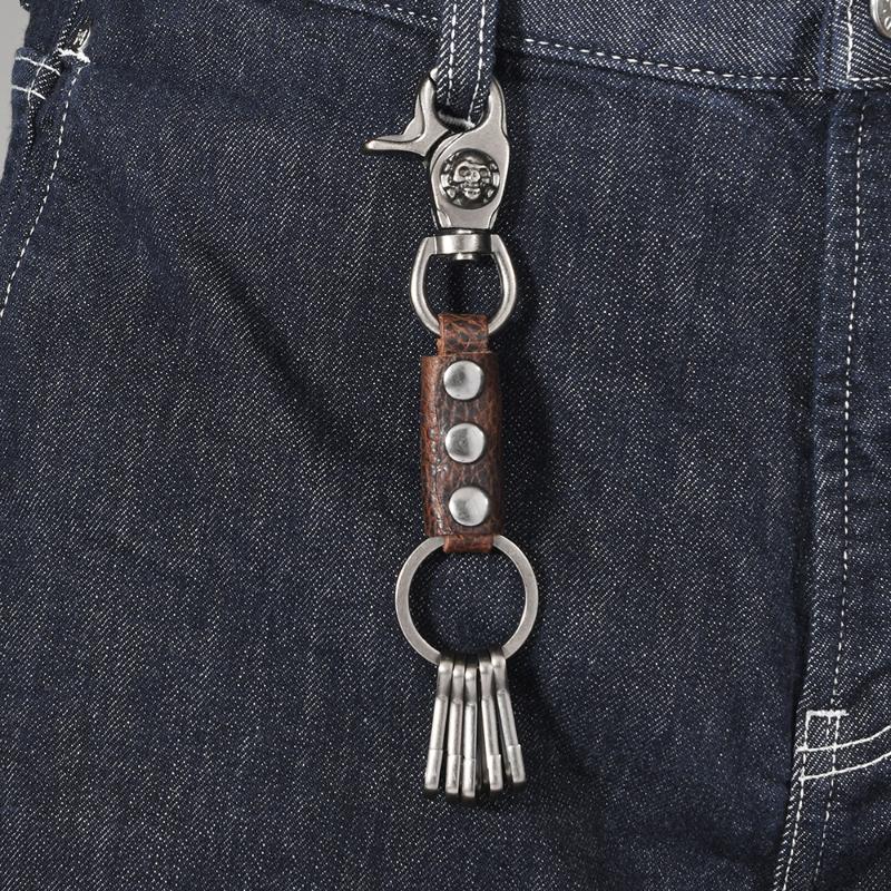 Punk Rock Schädel Rindsleder Schlüsselanhänger Für Männer Luxus Auto Leder Schlüsselanhänger Anhänger Für Paare Gürtel Dekor Ketten