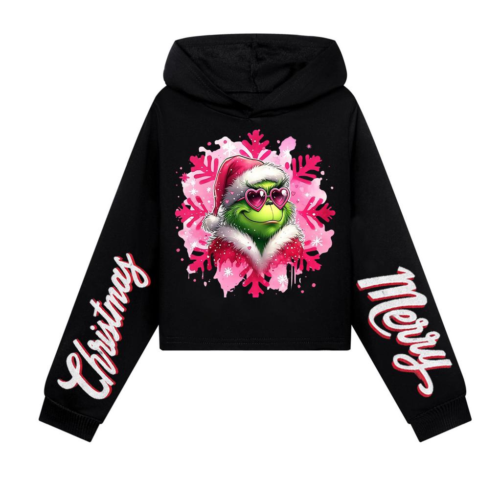 Kids' Casual Fashion Christmas Printed Long Sleeve Hooded Sweatshirt (No Drawstring)