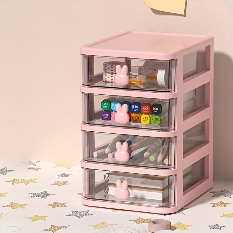 Cute Rabbit Desktop Organizer Drawer Style Student Stationery Jewelry Cosmetic Multi-function Storage Rack