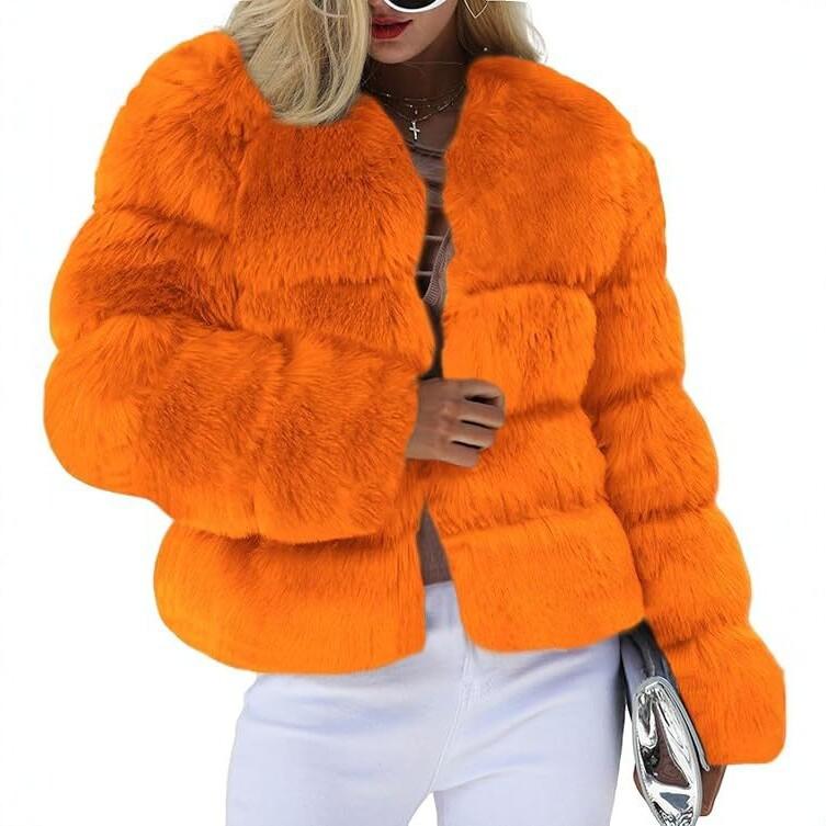 European and American manufacturers winter warm imitation fur jacket women's short fox hair splicing coat