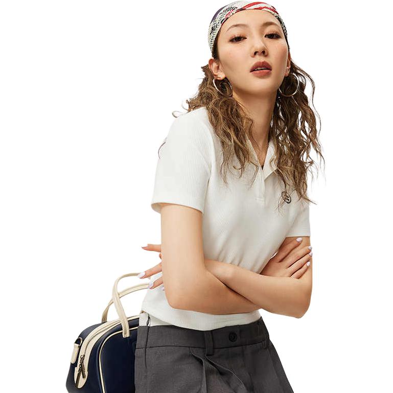 Li Ning Sports Lifestyle Series Casual Polo Shirt Women Tops Off-White APLU088-1