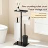 Rostfreier Stand-Toilettenpapierhalter mit Toilettenbürste Freistehender Taschentuchspender Zuhause