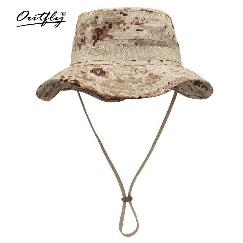 Summer new camouflage bucket hat outdoor sun protection big eaves fishing military training mountaineering visor hat UV protection hat