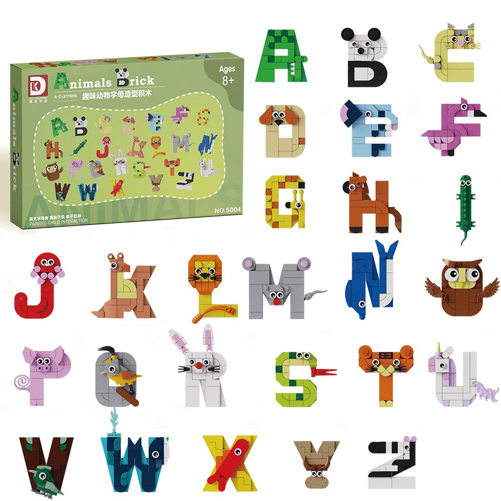 Animal Alphabet Teaching Puzzle Small Bricks Building Toys Gifts Compatible with Educational Toddlers Intelligence Toys