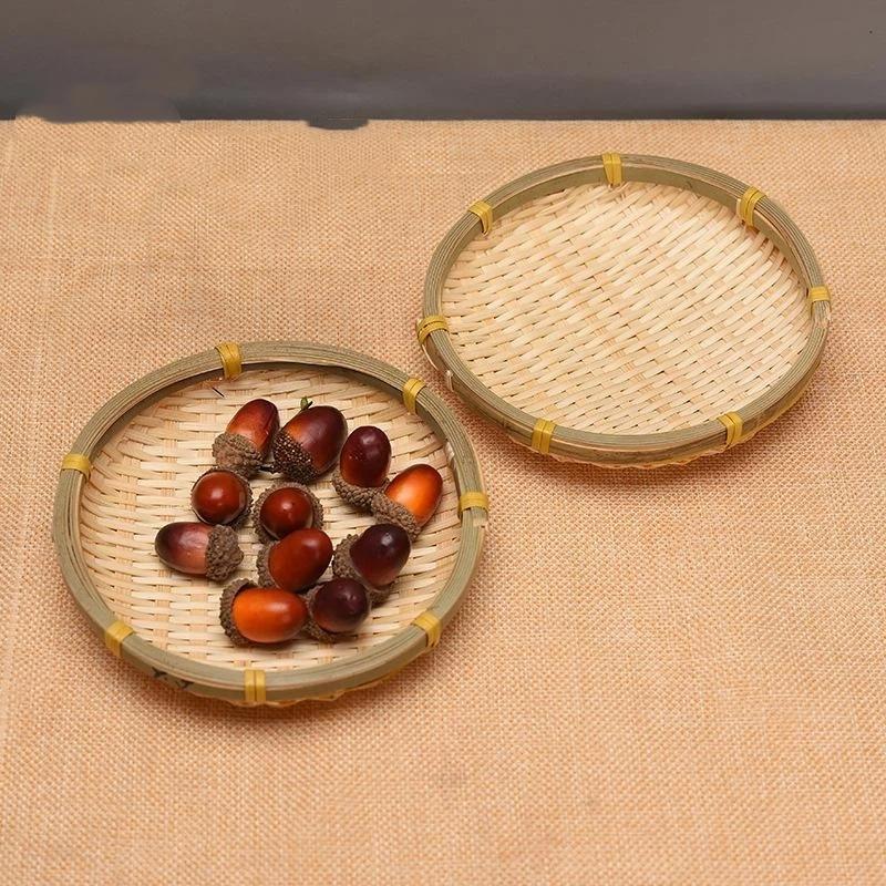 Eco-Friendly Handwoven Natural Bamboo Tray Sturdy Durable for Candle Serving Cosmetic Storage Bathroom Home Decor