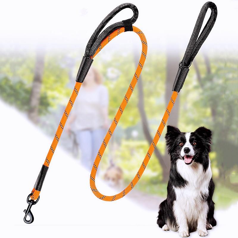 Dog Leash Reflective Dogs Leashes Double Leashes for Dog Walking Nylon Rope 150cm Comfortable Handle Dogs Leash Pet Chain Leads