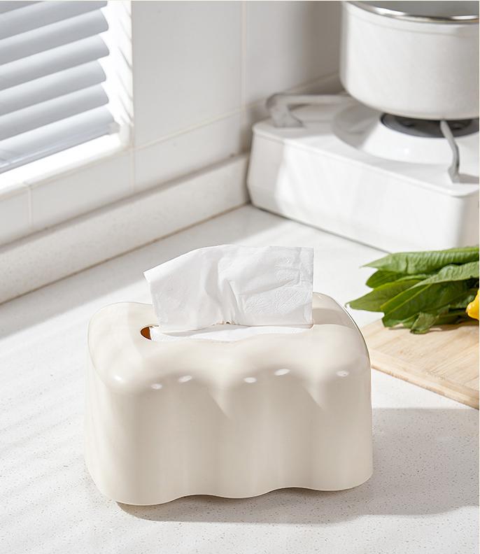 Nordic Decorative Cream Color Desktop Tissue Box Dekor Stue Spisebord Serviettdispenser Bærbar hjemmebil papirholder