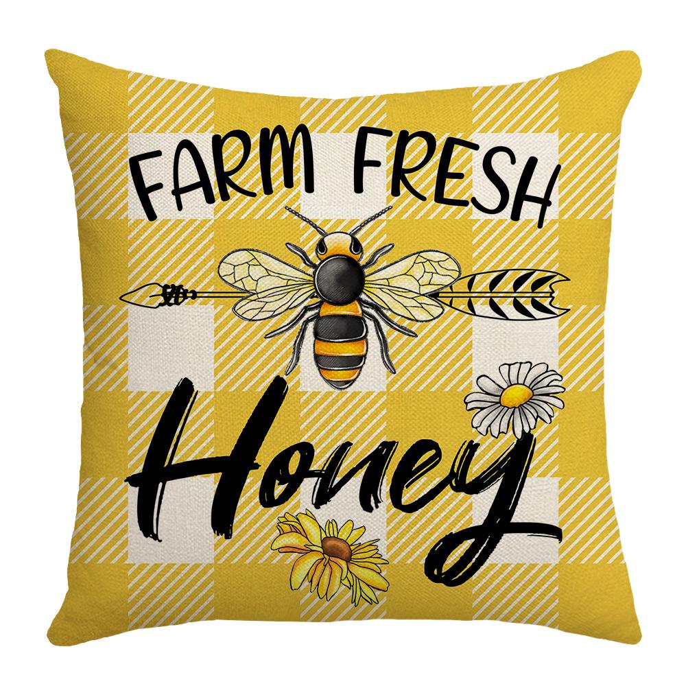 Bee Day Pillow Cartoon Spring and Summer Sofa Pillow Living Room Decoration Sunflower New Printed Pillow Cover