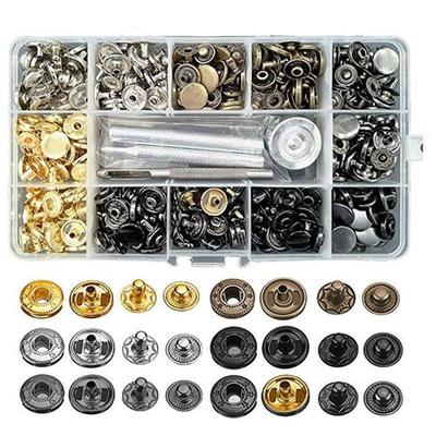 120 Sets DIY Kleidung 4 in 1 Verschluss Snap Metall Druckknopf Stoff Werkzeug Kit