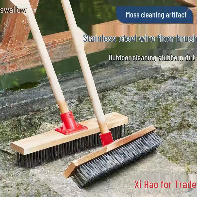 CAIZIBAO Long Handle Stainless Steel Floor Cleaning Brush