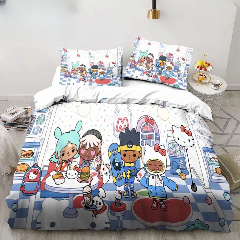Novo jogo Toca Life World Conjunto de cama Escavadeira Lençol King Twin Double Conjunto de cama infantil Microfibra ou conjunto de capa de edredom de poliéster