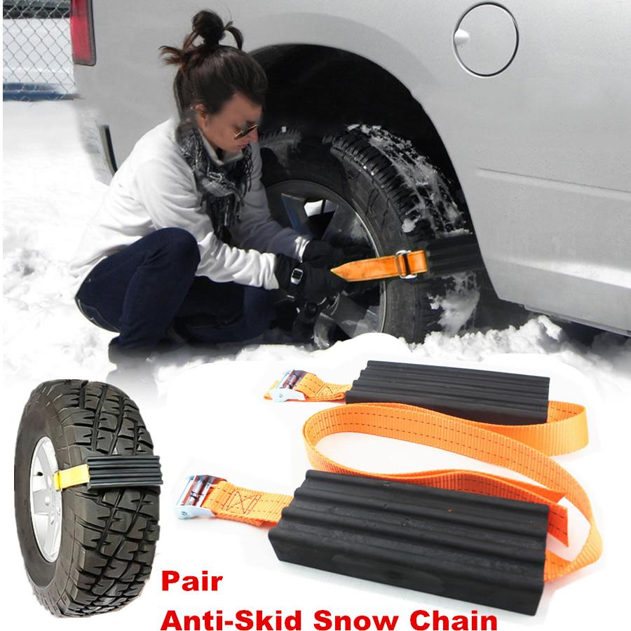 Universell 2 Stück Verdickung, Verbreiterung und Verlängerung Strapazierfähig Gummi Nylon Schneekette Limousine Auto Rad Reifen Notfall Anti-Rutsch-Gurt Befestigungsgurt