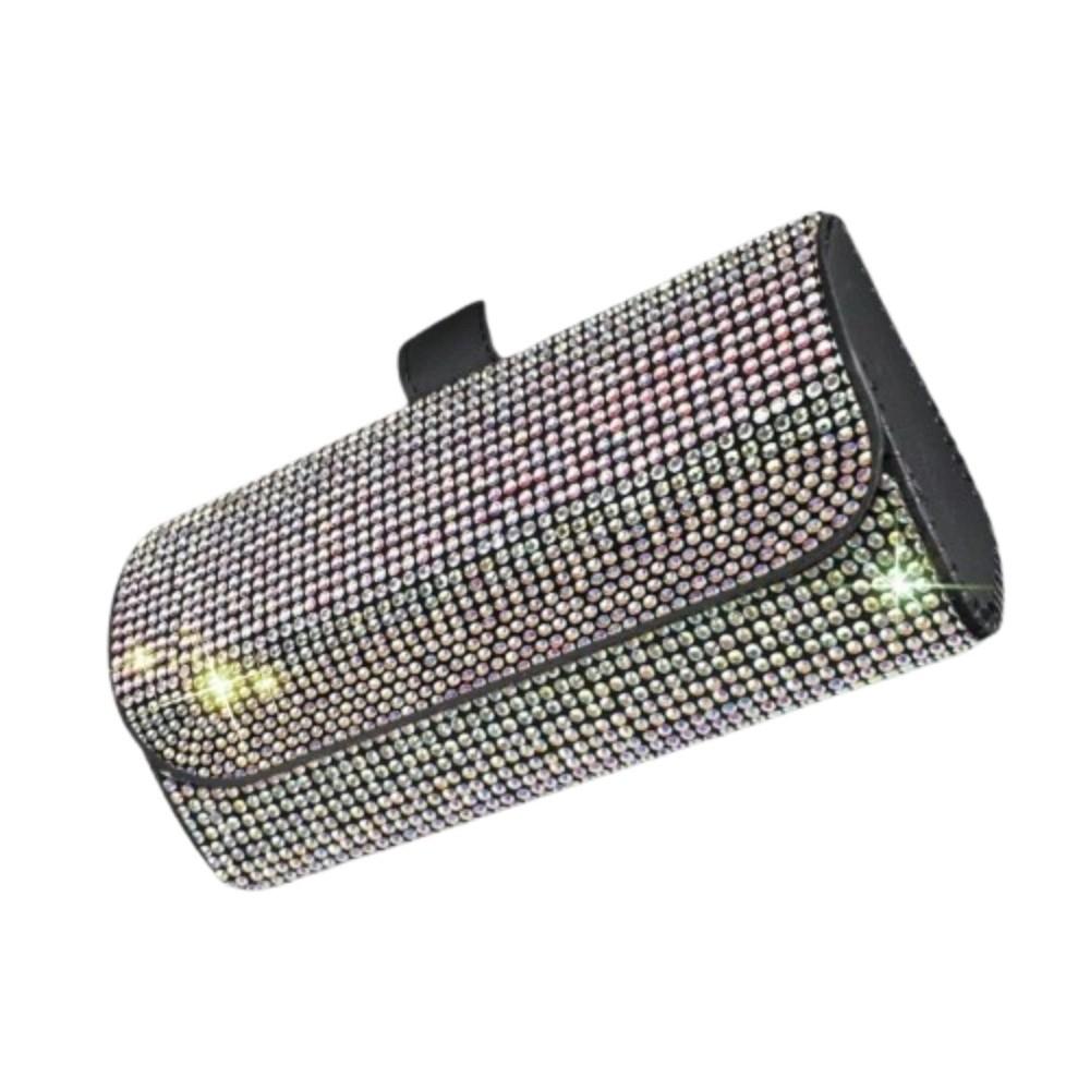 Rhinestone Sun Visor Glasses Case Bling Sunglasses Storage Box Car Eyeglasses Holder  Driving