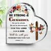 2D Flat Joshua Bible Verse Christian Acrylic Heart Desktop Decoration Plaque, Cross, Home Decor Plaque Hanging Wall Art Decorative Garden Decoration F