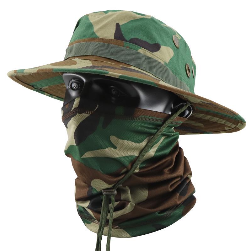 Camouflage Tactical Bucket Hat Set - Outdoor Fishing & Sun Protection Breathable Hat for Men