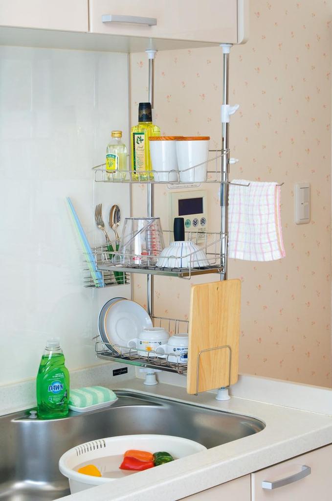 ERNEST In Dish Drainer Stainless Steel Storage A Brand Favored by Major Restaurants X 18 X [Made Japan] (tension Rod) 3-tier (slim) Space-saving