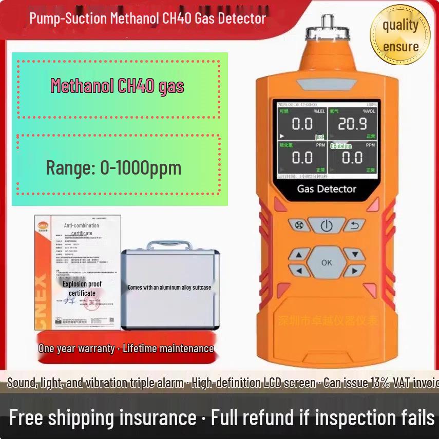 ZY-456X Methanol Gas Detector, Suction-Type for Flammable & Explosive CH4O Concentration Analysis 75x47x190 mm