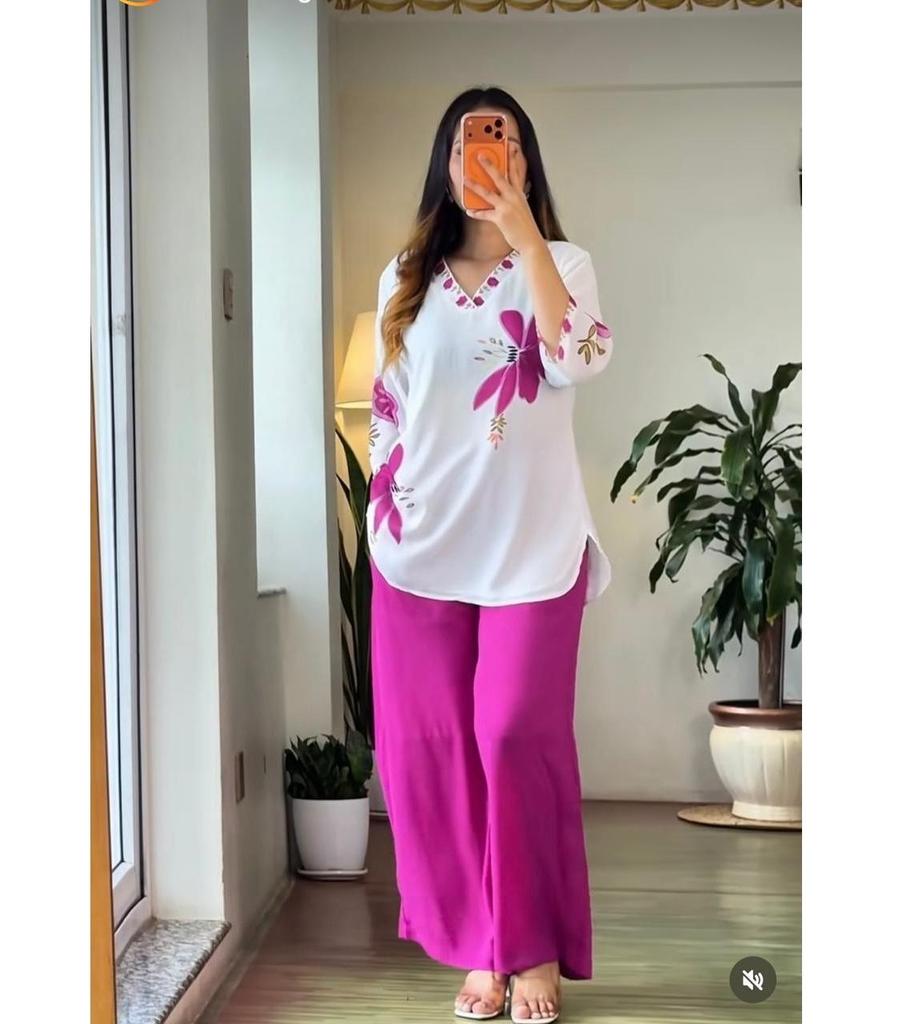 Women Party Wear Designer Cotton Kurta Pant Cord Set Indian Bollywood Top Tunic Kurti