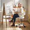 Swivel Stool with Backrest and Wheels Adjustable Chair for Beauty Salon Tattoo Studio 32x40x70-86cm White