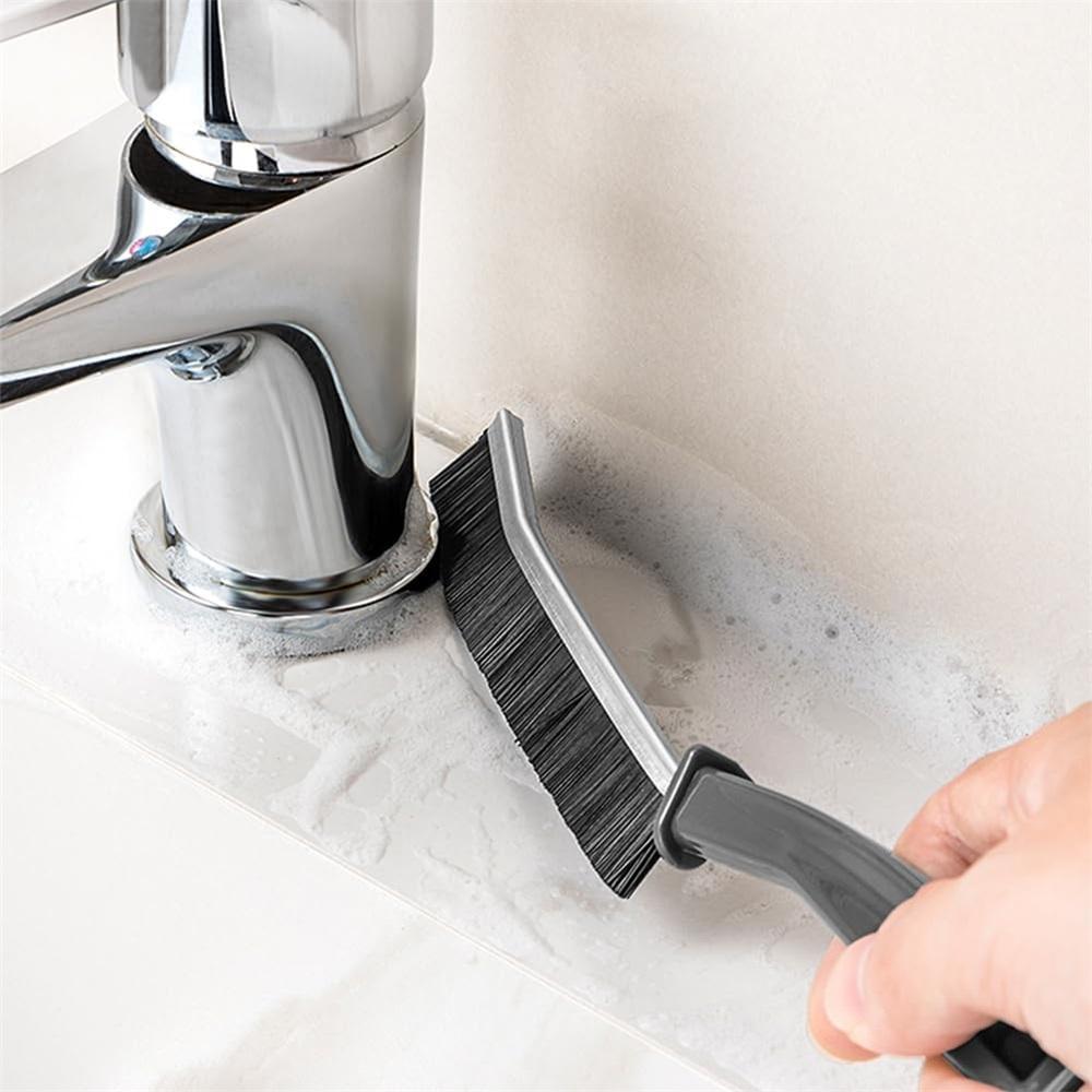 6-Pack Crevice Cleaning Brushes With Stiff Bristles – Corner Tools For Kitchen, Bathroom, Tight Spaces, Sliding Door Rails – Ergonomic Handle