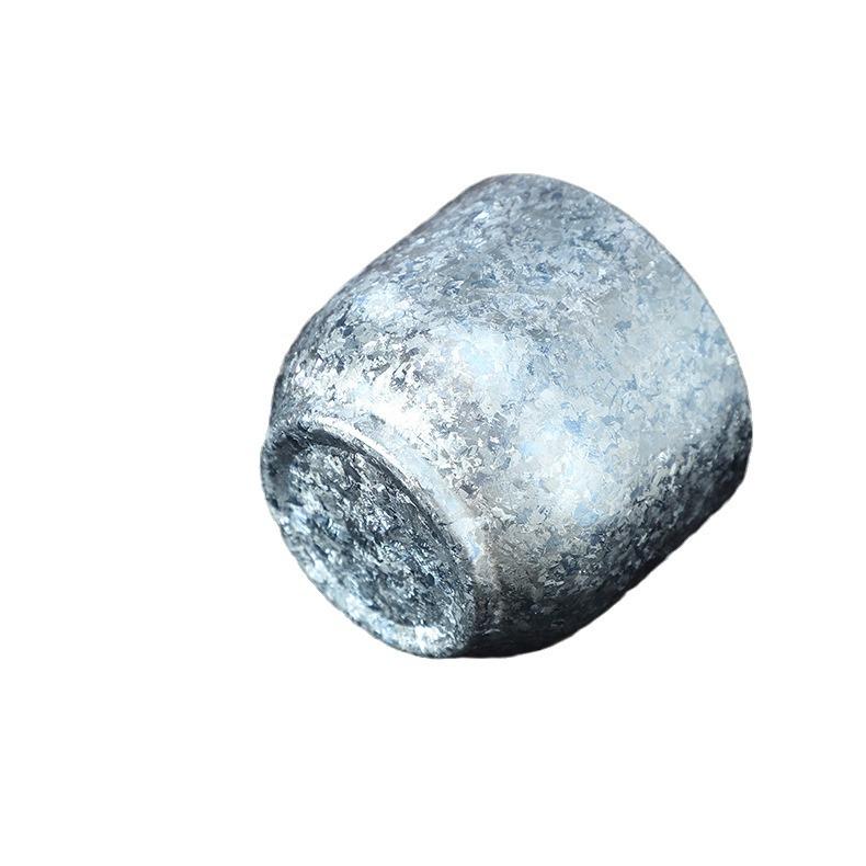 New Style Pure Titanium Double-Layer Small Teacup with Crystal Ice Flower Design