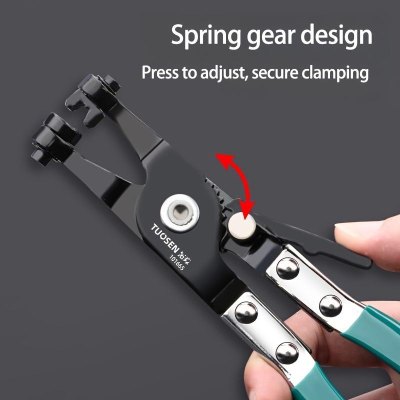 Alicates de Abraçadeira de Mangueira de 8 Polegadas, Ferramenta de Fixação de Tubo de Água de Carro Flexível de Metal, Mandíbula de Travamento Rotativa, Design de Engrenagem de Mola para Automotivo, Industrial e Reparo